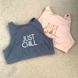 Aerie Pink & Gray Bras Sports Graphic